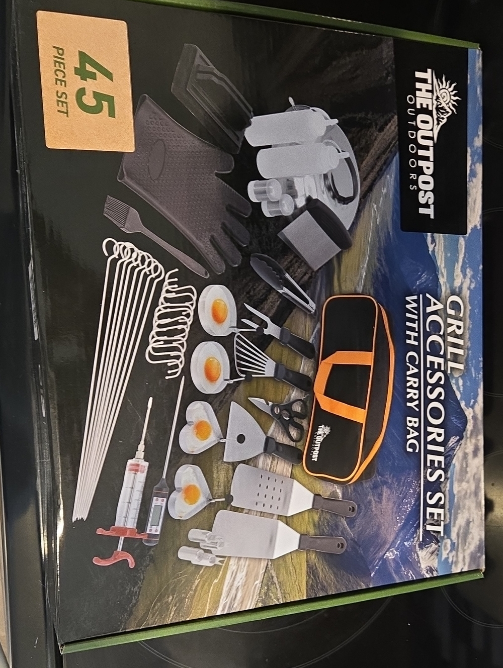 Grill Accessories Set with Carry Bag - Black & Orange